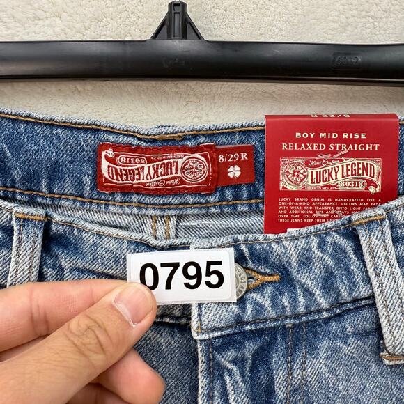 LUCKY BRAND LEGEND SERIES WOMEN'S SIZE 8/29R PATCHWORK BOY MID RELAX STRAIGHT - Picture 3 of 6